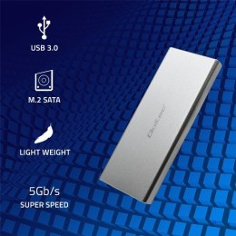 QOLTEC OBUDOWA NA DYSK M.2 SSD | SATA | NGFF | USB 3.0 | SUPER SPEED 5GB/S | 2TB | SREBRNY