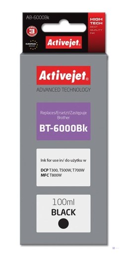 Activejet AB-6000Bk Tusz Buteleczka z atramentem (zamiennik Brother BT-6000BK; Supreme; 100 ml; czarny)